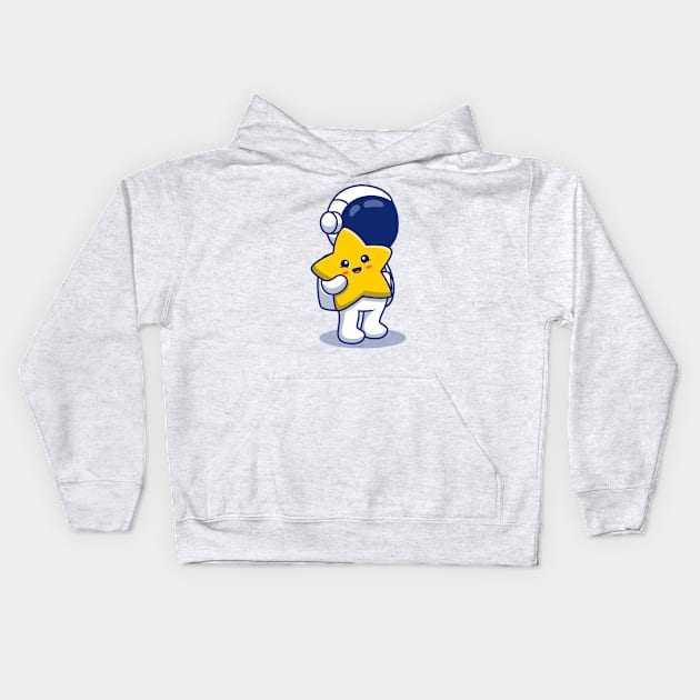 Astronaut Holding Cute Star Kids Hoodie by Catalyst Labs